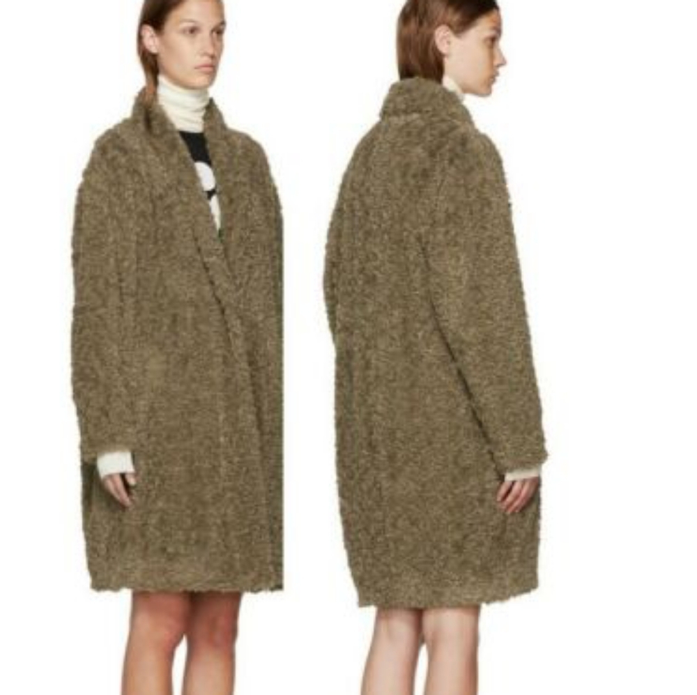Isabel Marant Etoile green faux fur coat